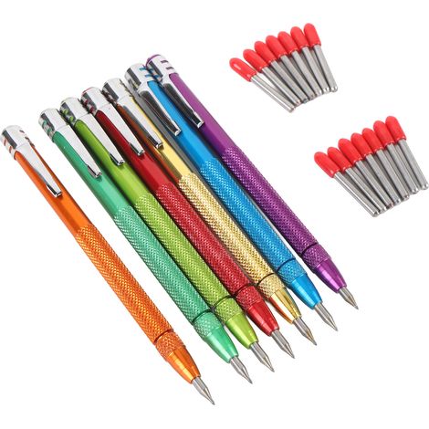 Lot de 7 stylos marqueurs magnétiques en acier tungstène avec 14 pointes pour carrelage, verre, marbre et pierre. (1/5)