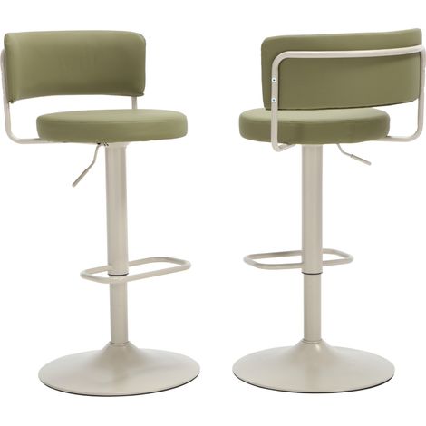 Wahson 2Pcs Bar Stools Pu leather, Adjustable Height Counter Stools with Backrest and Footrest, Swivel Pub Chair for Kitchen Island, Sage Green