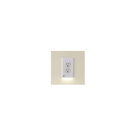 1 pack - SnapPower GuideLight 2 pour prises [nouvelle version - barre LED] - Veilleuse - Plaque murale de prise avec veilleuses LED - Capteur automatique marche/arrêt - (Duplex, blanc) (1/5)