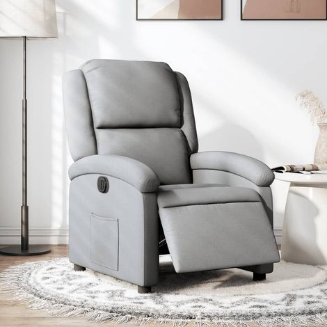 vidaXL Fauteuil inclinable électrique Gris clair Tissu (1/5)
