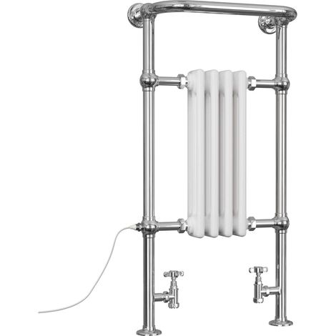 Arundel - White Traditional Dual Fuel Towel Rail H963mm x W493mm Standard - Floor Standing (1/3)