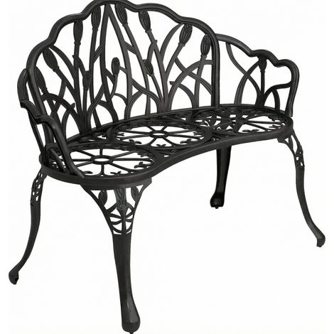 Banquette de jardin 2 places 99x57x78 cm en aluminium noir, stable pour terrasse – MEUBLIV (1/5)