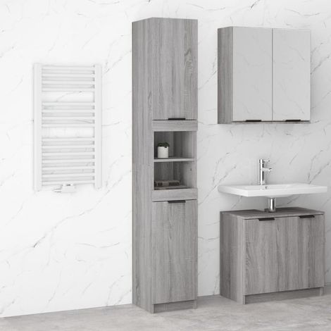 Bathroom Cabinet Grey Sonoma 32x34x188.5 cm Engineered Wood vidaXL (1/5)