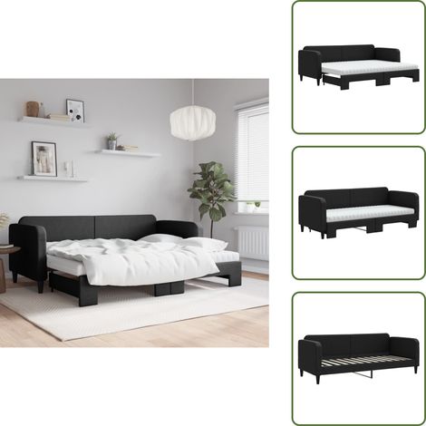 Divano letto 2 in 1 - vidaXL Divano Letto Estraibile con Materassi Nero 80x200 cm Tessuto - Letto estraibile
