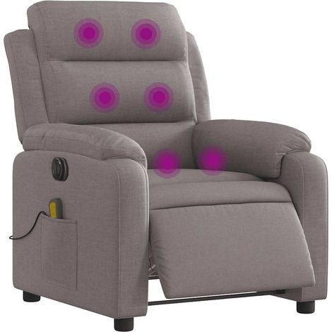 Sillón reclinable de masaje eléctrico tela gris taupe vidaXL