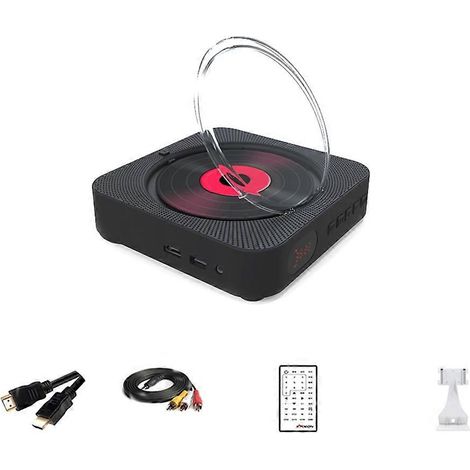 Lecteur audio multifonction VCD/CD/DVD avec haut-parleur Bluetooth, radio FM, fixation murale, prise AUX et télécommande (UE) D (1/5)