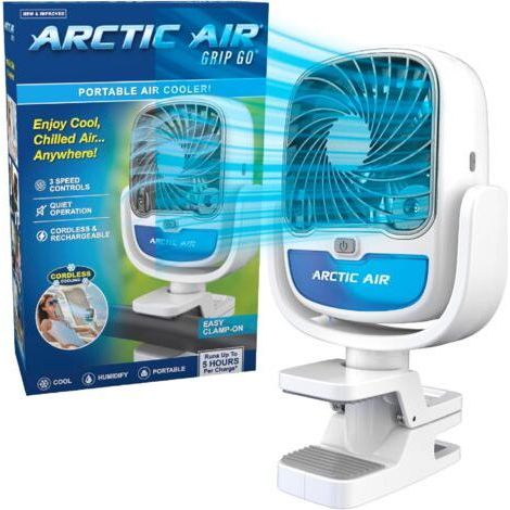 Ventilateur portable sans fil à 3 vitesses, pince universelle, rotation à 360 degrés, rechargeable par USB, autonomie de 5 heures, pour la maison, le bureau, la voiture, etc., blanc (1/5)