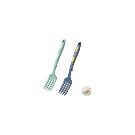 Fourchette de cuisine en silicone - Fourchette à gâteau - Fourchette de table - Revêtement antiadhésif - Résistante à la chaleur - Convient aux ustensiles et accessoires de cuisine - Bleu foncé - Lot (1/5)