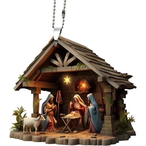 Sonderangebot Dreidimensionale Krippenszene aus Holz, religiöse Weihnachtsdekoration, Christliche Weihnachtsdeko mit Darstellung der Geburt Jesu (1/5)