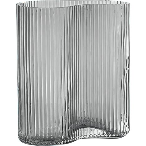 Jarrón – Hecho a mano – Modelo Lumière – Cristal texturizado, Blanco/Café/Gris, Altura 29 cm, Peso 1950 g, Decoración minimalista (1/5)