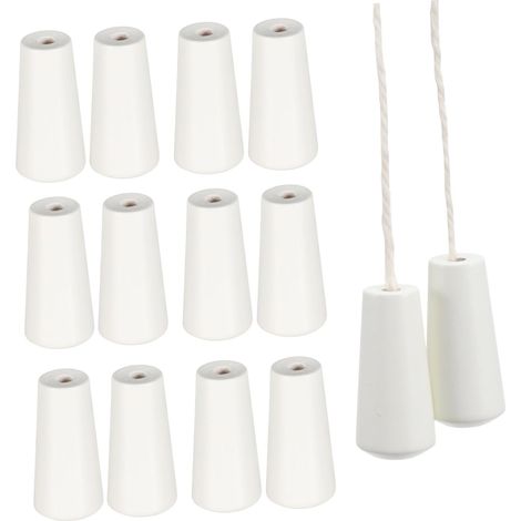 Lot de 12 rideaux de fenêtre blancs - Boutons blancs - Mini store vénitien - Accessoires pour store enrouleur - Pendentif en bois - Poignées en bois - Boutons de cordon blancs (1/5)