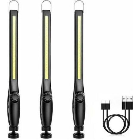 Baladeuse led Mecanicien Lampe Atelier Chantier Rechargeable Lampe Garage Magnetique Lampe de Travail Aimantée led Portable Rechargeable Puissante [3 Pièces] [Classe énergétique A+++]-Chrom (1/5)