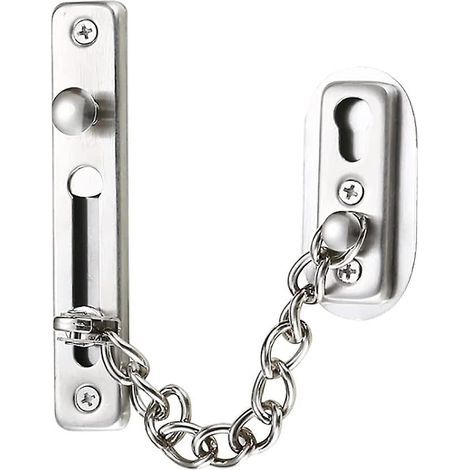 Cadena de seguridad, cadena para puerta de acero inoxidable 304, cadena de cierre para puerta con tornillos, acabado cromado plateado cepillado. (1/5)