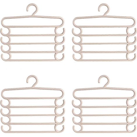 Porte-pantalons multifonctionnel gain de place pour la maison, multi-niveaux, 5 niveaux, avec pinces à linge colorées. (1/5)