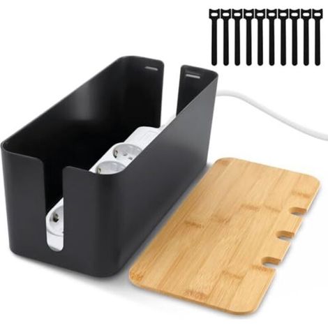 Scatola portacavi in bambù con coperchio: elegante e discreta copertura per prese elettriche per organizzare e nascondere facilmente i cavi.