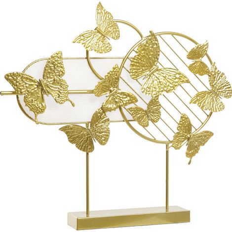 Decoracion Metal 63X9X58,4 Mariposas Dorado DH202218 (1/3)