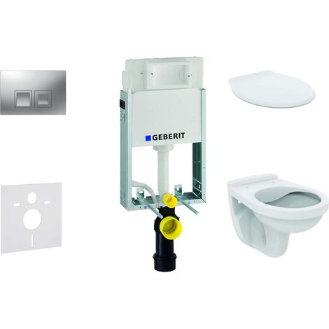 Geberit Combifix - Modulo di installazione a parete, WC Alpha con sedile, pulsante Delta35, cromo opaco 110.100.00.1 NR6