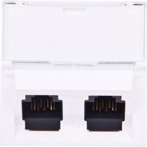 Mosaic Doppel-Computerbuchse RJ45 Cat.6 UTP 2M 45 Grad weiß 076504