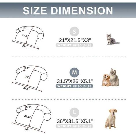 Tapis de relaxation en peluche amovible et lavable avec doublure imperméable, adapté aux chiens et chats de petite, moyenne et grande taille (gris, 80 x 75 x 14 cm). (1/3)