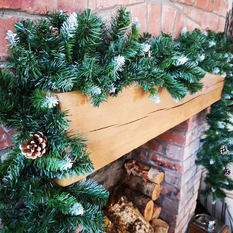 270cm (9ft) x 25cm Snow Tipped King Fir Christmas Garland with Pine Cones (1/5)