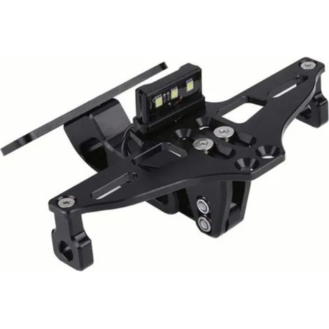 Support de plaque d'immatriculation moto réglable universel avec fixation pour clignotant et éclairage de plaque (1/5)
