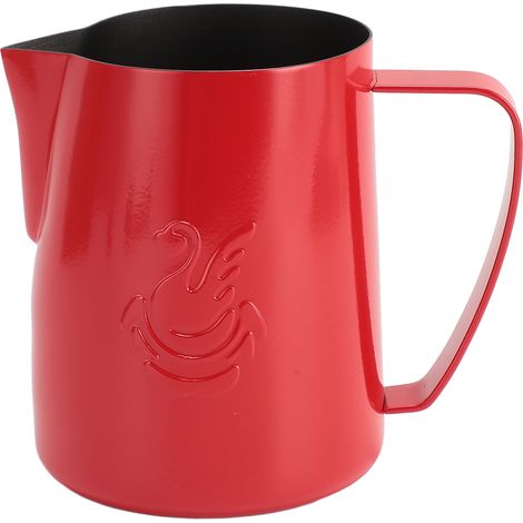 Brocca per montare il latte da 480 ml, realizzata in acciaio inox 304, tazza da caffè a forma di cigno, ideale per latte art, schiuma di caffè e per cucinare, colore rosso brillante. (1/5)