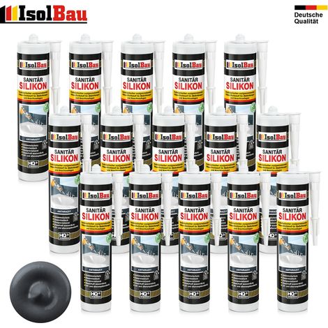 Sanitär Silikon Anthrazit 15 x 300 ml Küche Abdichten Dichtstoff Dusche Kleber (1/5)