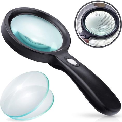 10-fache Vergrößerungslupe mit Licht, 12 LEDs, Taschenlupe, geeignet zum Lesen, für Inspektionen, Hobbys und Bastelarbeiten, 90 mm Linsendurchmesser. (1/5)