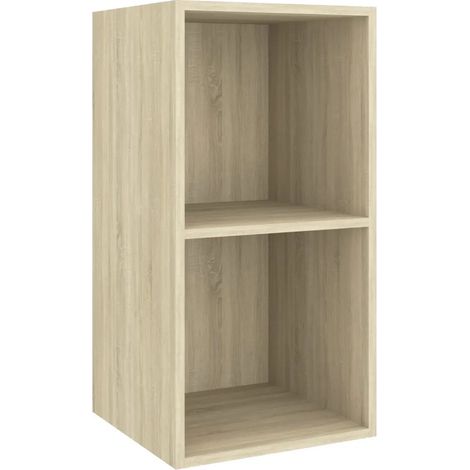 Meuble TV mural rangement modulable moderne 37 x 37 x 72 cm en bois d'ingénierie chêne sonoma (1/4)