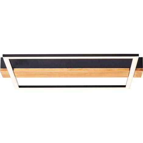 Plafonnier LED Brilliant Loneos 45x40cm bois clair/noir, bois/métal/plastique, 1x LED intégrée, 24 W, (flux lumineux : 3000lm, couleur de la lumière : 3000K)