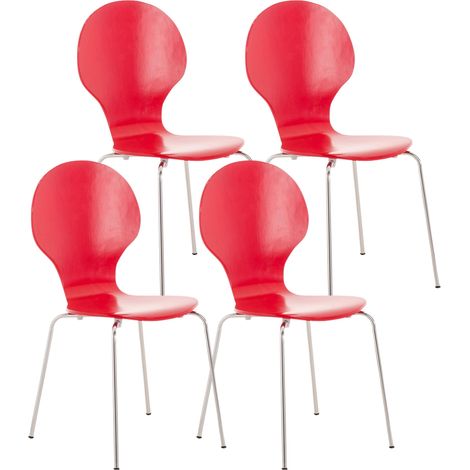Lot de 4 chaises empilables en bois Diego Rouge (1/5)