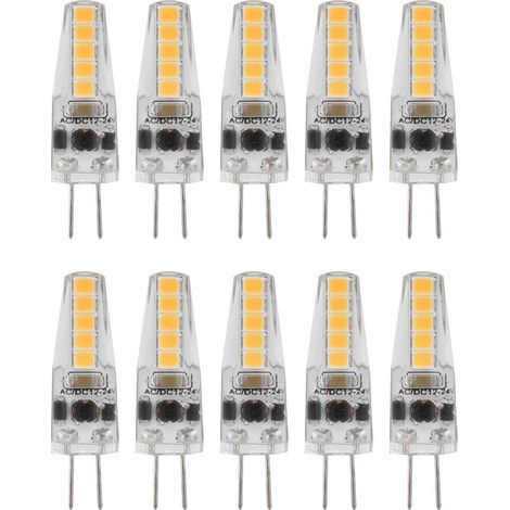 10pcs Ampoules LED G4, 2W 3000K AC 12-24V Ampoules à Intensité Variable pour Lustre Plafonnier Lampe de Table Blanc Chaud (1/5)