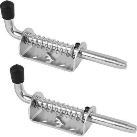 2 Pièces Verrous À Ressort Boulon Loquet En Acier Inoxydable 128 Mm 2 Loquets À Ressort en Acier Inox 304, 10×128mm Avec Poignée Caoutchouc, Pour Portes, Fenêtres, Garages, Hangars Et Portails (1/5)
