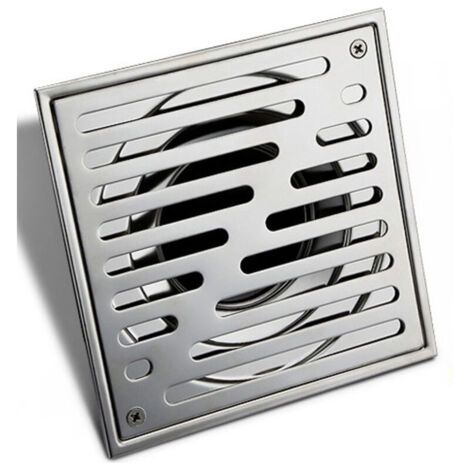Siphon de Sol en Acier Inoxydable Anti-Odeur carré de Salle de Bain déchets Gate Égouttoir de Douche avec Grande Calibre, 150 150mm (1/4)