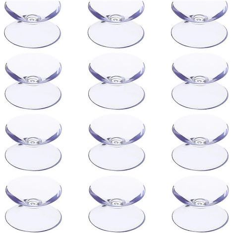 Lot de 12 ventouses double face pour plateaux de table en verre, entretoises transparentes antidérapantes, mini ventouses-2.00X2.00X1.00CM (1/4)