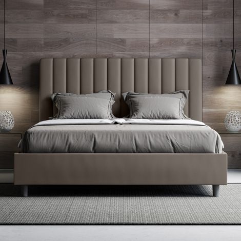 Letto matrimoniale contenitore imbottito 160x190 similpelle cappuccino Agueda (1/5)