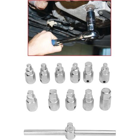 Kit de 12 pièces comprenant : bouchon de vidange, outils pour carter d'huile, clé de 3/8", gant, kit de réparation d'arbre de boîte de vitesses et de vidange d'huile (1/5)