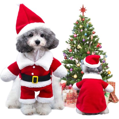 Costume Noel pour Chat Chien, Deguisement Chat Noel, Vêtements pour Chien de Noël, Vêtements de Noël pour Animaux, Matériau en Flanelle de Haute qualité, Doux et Chaud(S) (1/5)
