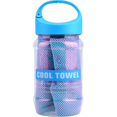 Toalla refrescante ventilada con botella de almacenamiento para deportes/fitness (azul claro, 100 cm, poliéster) (1/5)