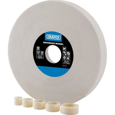 Draper Aluminium Oxide Bench Grinding Wheel 80G, 200 x 25mm, White, Model 04142