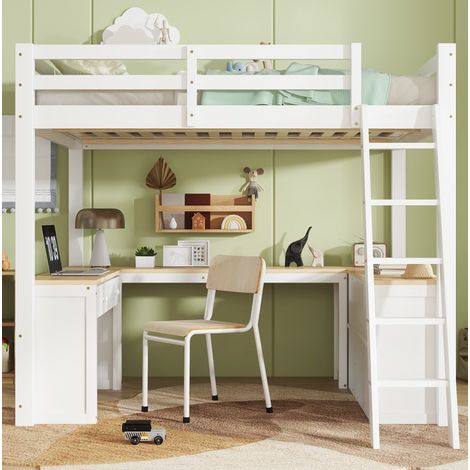 struttura letto 140x200 con tavolo contenitore bianca HAVRYA (1/5)