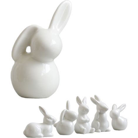 Decoración de Pascua: mini conejitos de cerámica para el hogar