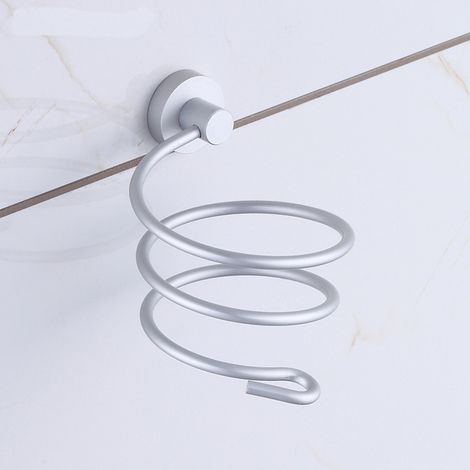 Lntyq Haartrocknerhalter, spiralförmiger Haartrocknerhalter, Haartrocknerhalter, wandmontierter Kabelhalter aus Aluminium für Küche, Badezimmer, Badezimmerzubehör (1/5)