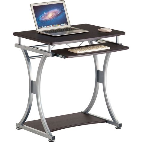 Scrivania Tavolo con Porta Tastiera Coputer Legno e Metallo Casa Ufficio Brown