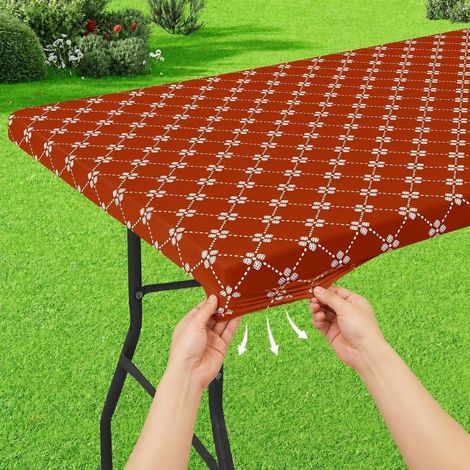 Abwaschbare Tischdecke mit Gummizug, wasserdicht, rechteckig, 75x120cm, Zinnoberrot