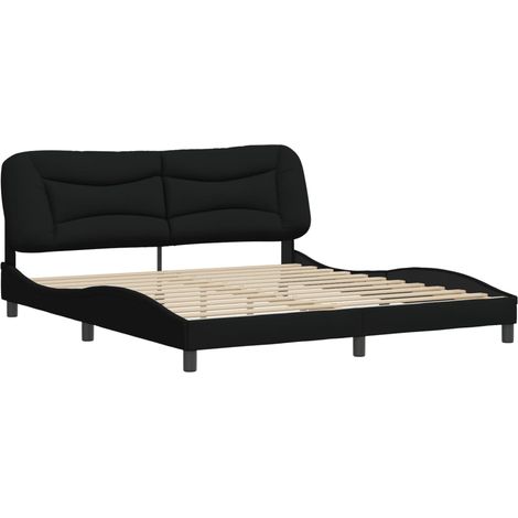 vidaXL Cadre de lit sans matelas Hvar noir 180x200 cm tissu (1/5)