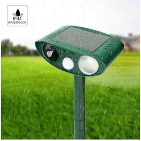 Répulsif Chat - Détecteur PIR 110° 9 m - Ultrasons 400-1000 Hz - Étanche IP44 - Solaire - Extérieur Jardin - 1 Pièce (1/4)
