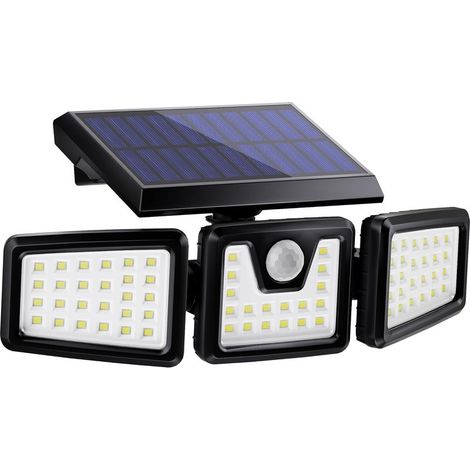 Reno – Foco solar de 3 cabezales con sensor de movimiento – Alimentación solar – Iluminación potente – Clasificación de protección IP65 – Fácil instalación (1/5)