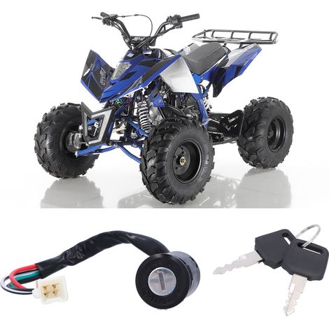 Interrupteur d'allumage à 4 fils avec deux clés, adapté aux motos tout-terrain, quads et scooters électriques de 50 cm³, 110 cm³, 125 cm³ et 250 cm³. (1/5)