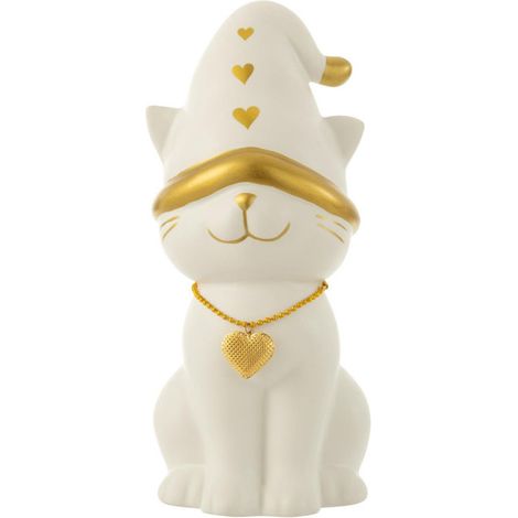 Statuette Déco Chat "Cœur" 29cm Blanc (1/2)